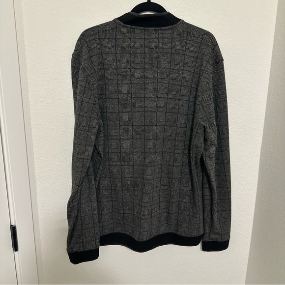 Ted Baker Footi Plaid Soft Knit Zip Up Sweater Jacket Black Gray Size 5, XL Men - Picture 7 of 8
